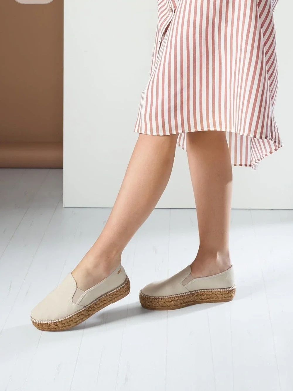 Viscata Barcelona Platform Espadrilles Beige Organic Canvas Spain Size 10/41